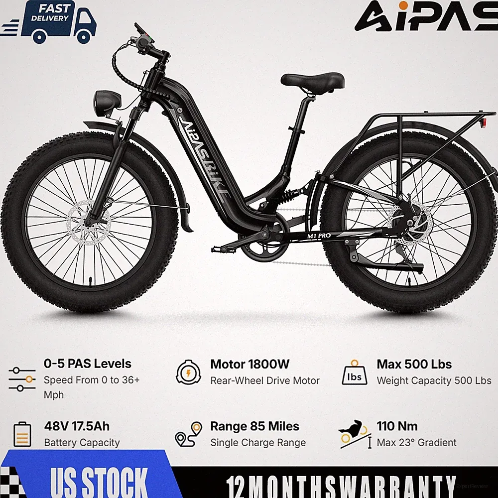 1800W 26" Fat Tire Electric Bike 85Miles Adults Mountain E-bike 36MPH